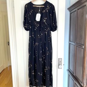 Christy Dawn Dahlia Dress in Black Pear Blossom floral print Small NWT